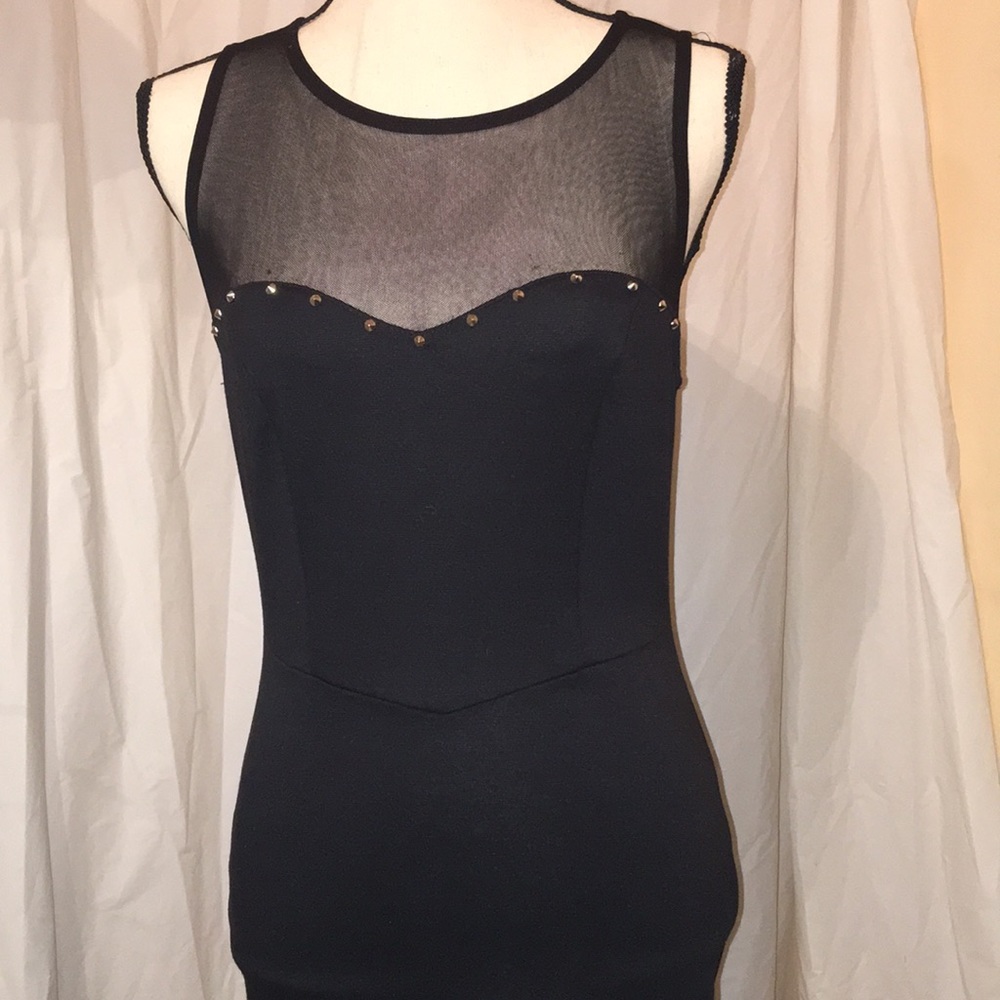 Sleeveless Black Mini Dress with silver studs